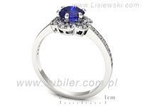 Pierścionek z szafirem i brylantami z białego złota 585 - p15512bszc- 3