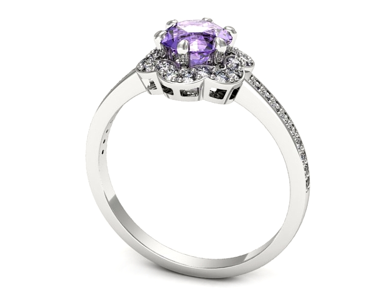 Pierścionek z tanzanitem białe złoto i brylantami - p15512bt — zdjęcie 3