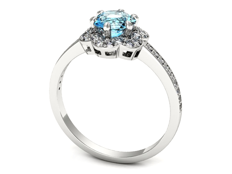 Pierścionek z topazem i brylantami białe złoto - p15512btp — zdjęcie 3