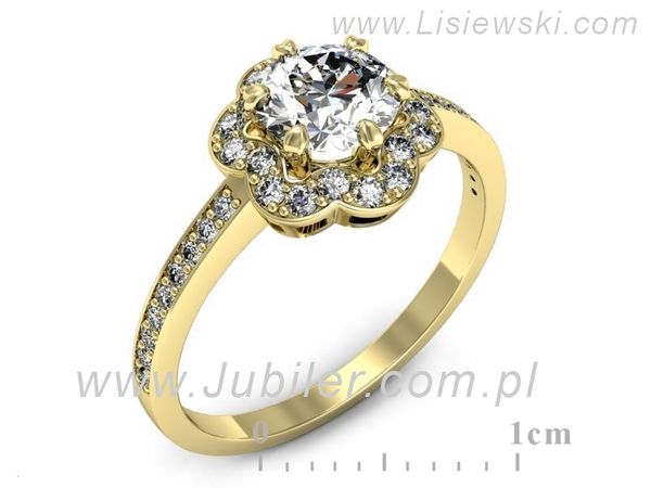 Złoty Pierścionek z brylantami złoto próby 585 żółte złoto - P15512z- 1