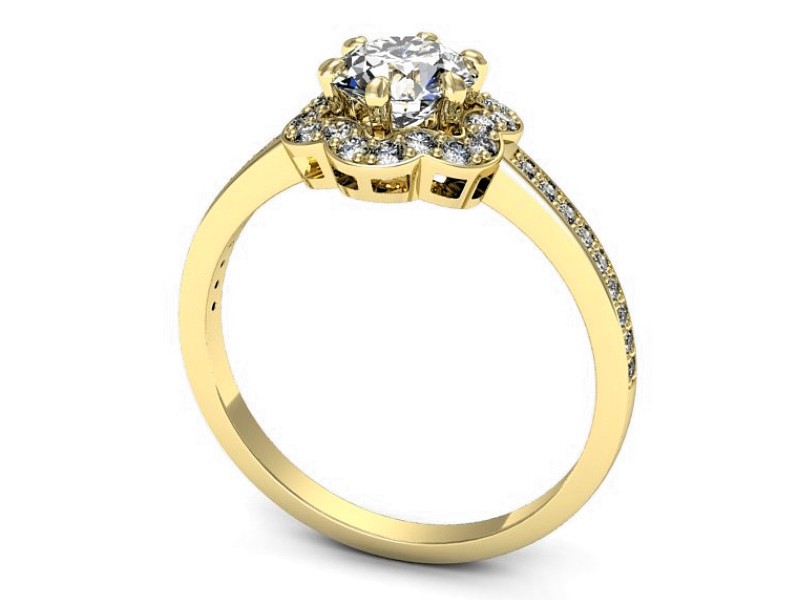 Złoty pierścionek z brylantami żółte złoto - P15512z — zdjęcie 3