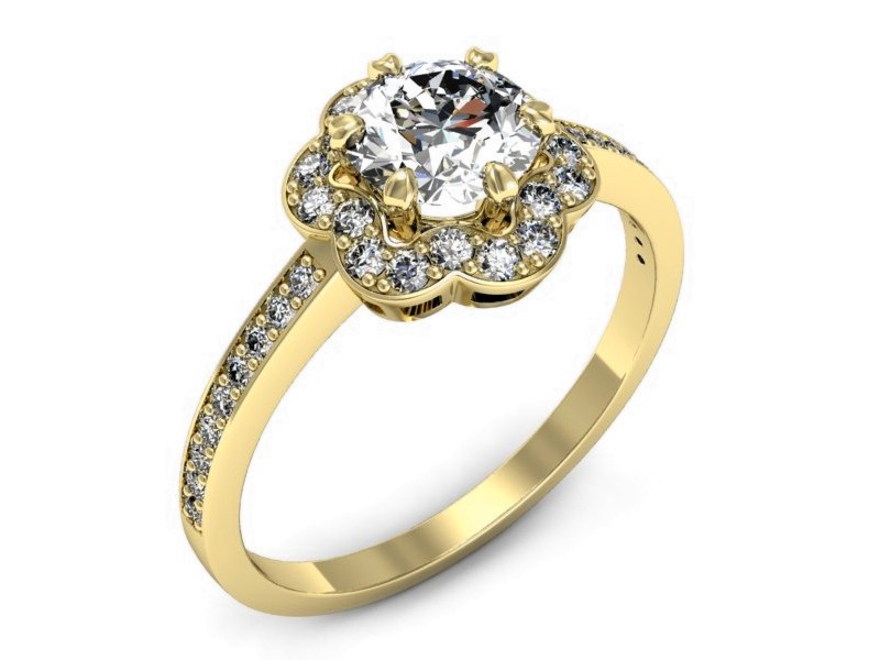 Złoty pierścionek z brylantami żółte złoto - P15512z