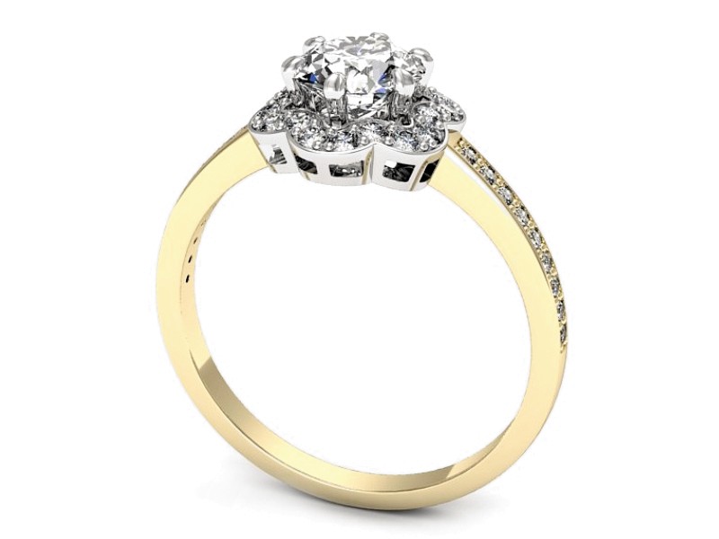 Pierścionek z brylantami żółte białe złoto - p15512zb — zdjęcie 3