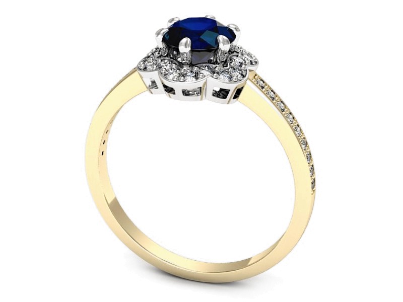 Pierścionek z szafirem i brylantami - p15512zbsz — zdjęcie 3