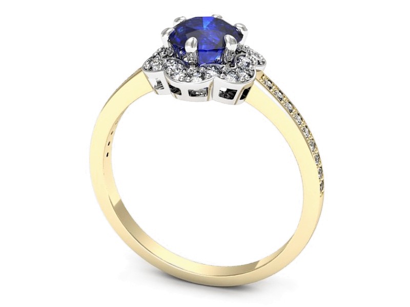 Pierścionek z szafirem i brylantami - p15512zbszc — zdjęcie 3