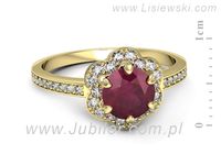 Złoty Pierścionek z rubinem i brylantami żółte złoto 585 - p15512zr- 2