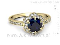 Pierścionek z szafirem i brylantami żółte złoto próba 585 - p15512zsz- 2
