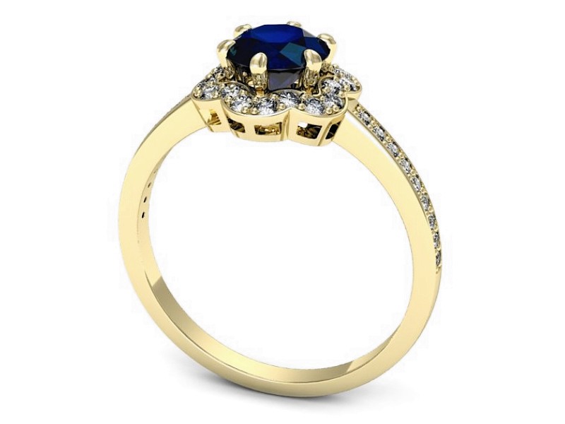 Pierścionek z szafirem i brylantami żółte złoto - p15512zsz — zdjęcie 3