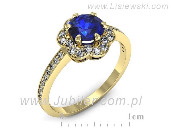 Pierścionek z szafirem żółte złoto szafir i brylantami - p15512zszc- 1