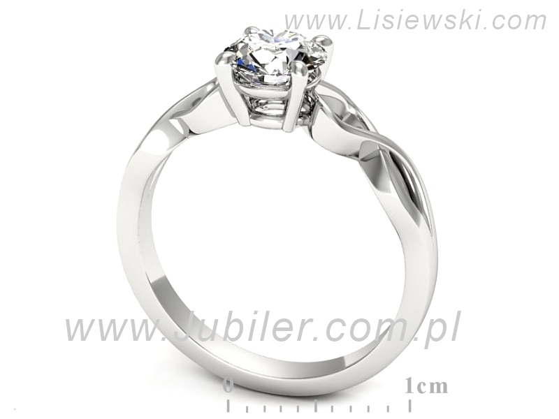 Złoty pierścionek z brylantem białe złoto - P15514b — zdjęcie 3