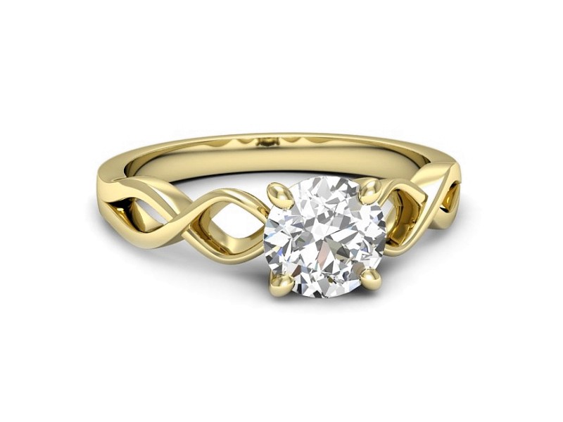 Złoty pierścionek z brylantem żółte złoto - P15514z — zdjęcie 2