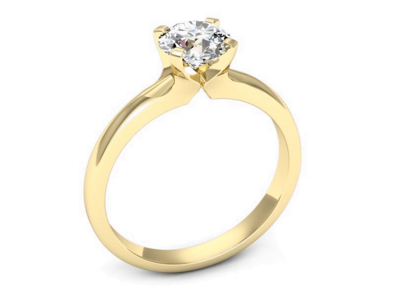 Złoty pierścionek z brylantem żółte złoto - P15515z — zdjęcie 3