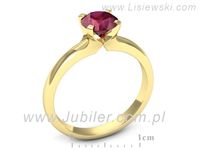 Złoty Pierścionek z rubinem żółte złoto próby 585 - p15515zr- 3