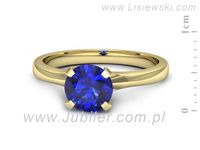 Złoty Pierścionek z szafirem żółte złoto próba 585 - p15515zszc- 2