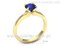 Złoty Pierścionek z szafirem żółte złoto próba 585 - p15515zszc- 3