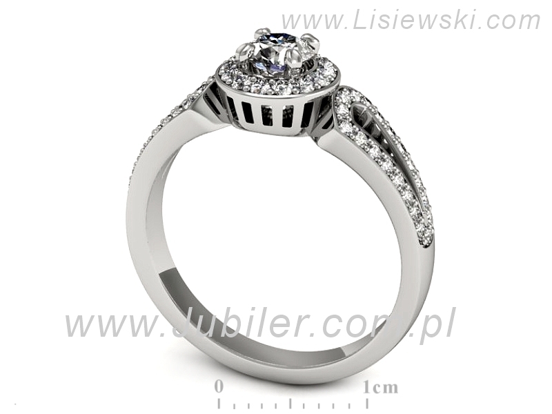 Złoty pierścionek z brylantami białe złoto - P15523b — zdjęcie 3