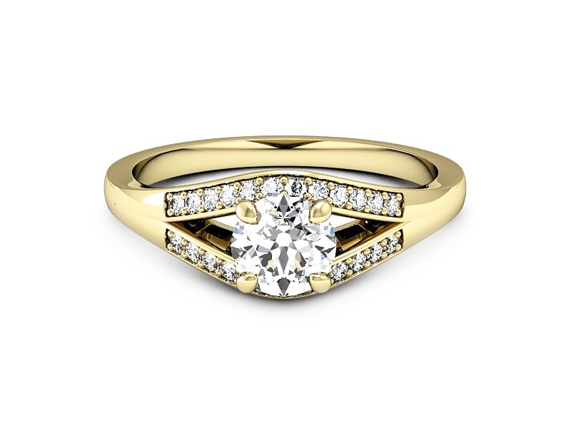 Złoty pierścionek z cyrkoniami żółte złoto - P15524z — zdjęcie 3