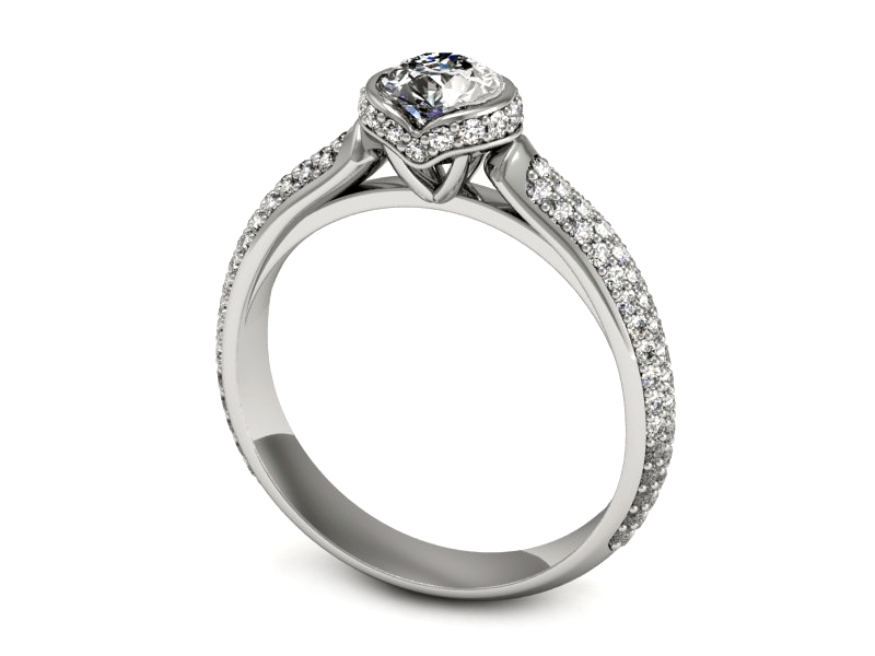 Złoty pierścionek z brylantami białe złoto - P15525b — zdjęcie 3