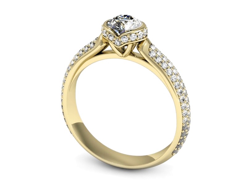 Złoty pierścionek z brylantami żółte złoto - P15525z — zdjęcie 3