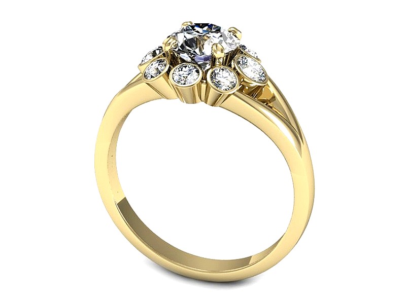 Złoty pierścionek z cyrkoniami żółte złoto - P15526z — zdjęcie 3