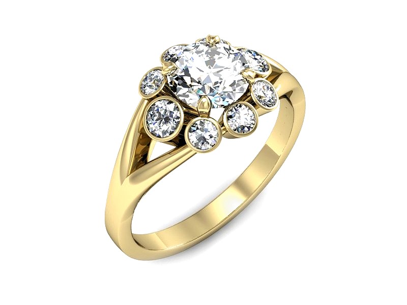 Złoty pierścionek z cyrkoniami żółte złoto - P15526z