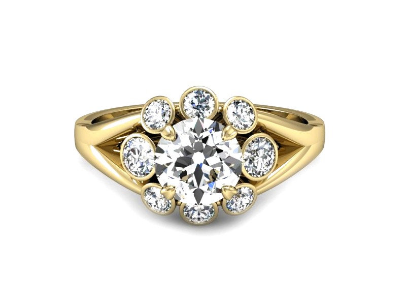 Złoty pierścionek z cyrkoniami żółte złoto - P15526z — zdjęcie 2