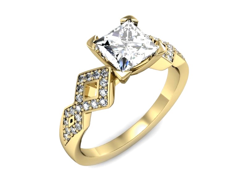 Złoty pierścionek z cyrkoniami żółte złoto - P15527z