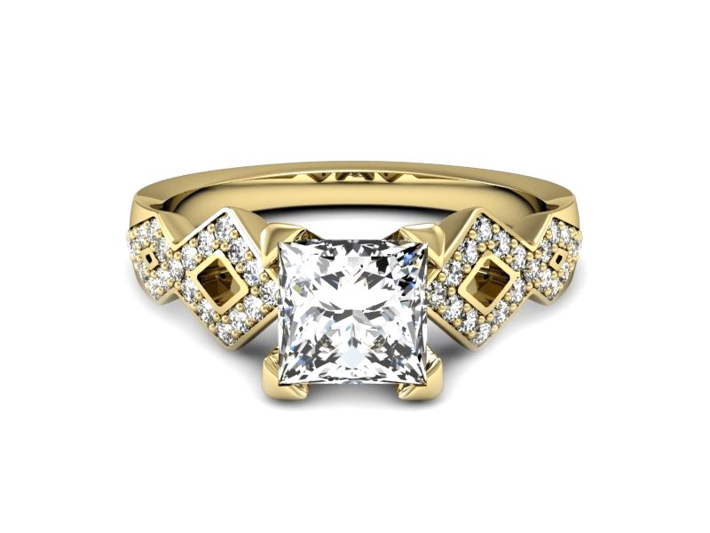 Złoty pierścionek z cyrkoniami żółte złoto - P15527z — zdjęcie 2