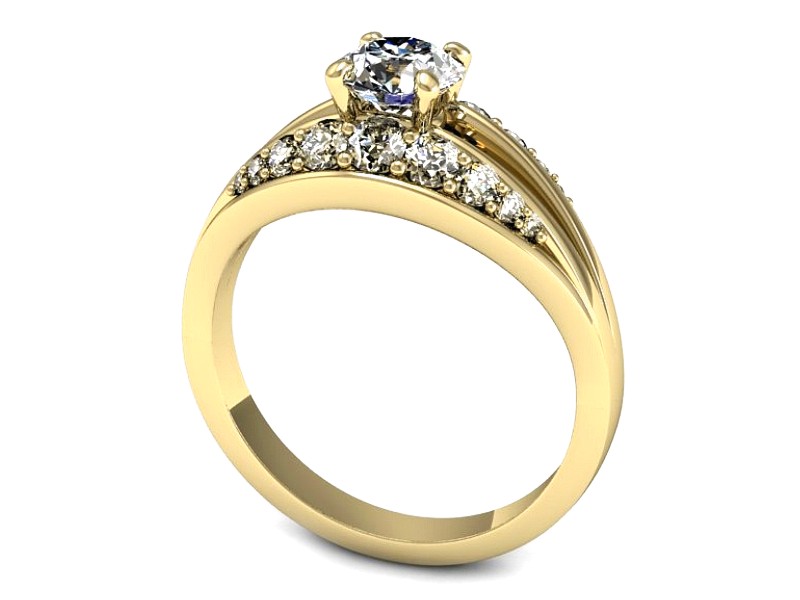 Złoty pierścionek z cyrkoniami żółte złoto - P15532z — zdjęcie 3