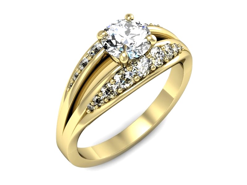 Złoty pierścionek z cyrkoniami żółte złoto - P15532z