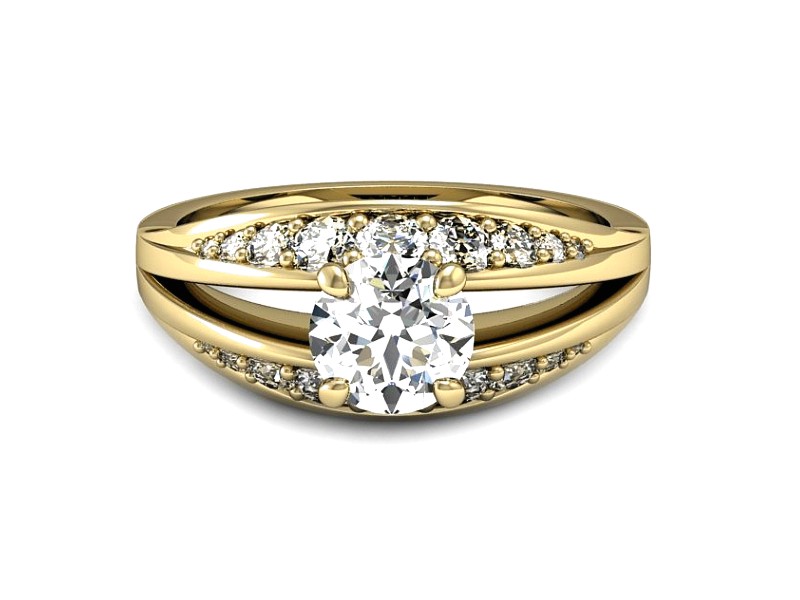 Złoty pierścionek z cyrkoniami żółte złoto - P15532z — zdjęcie 2