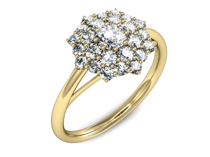 Złoty pierścionek z cyrkoniami żółte złoto - P15534z