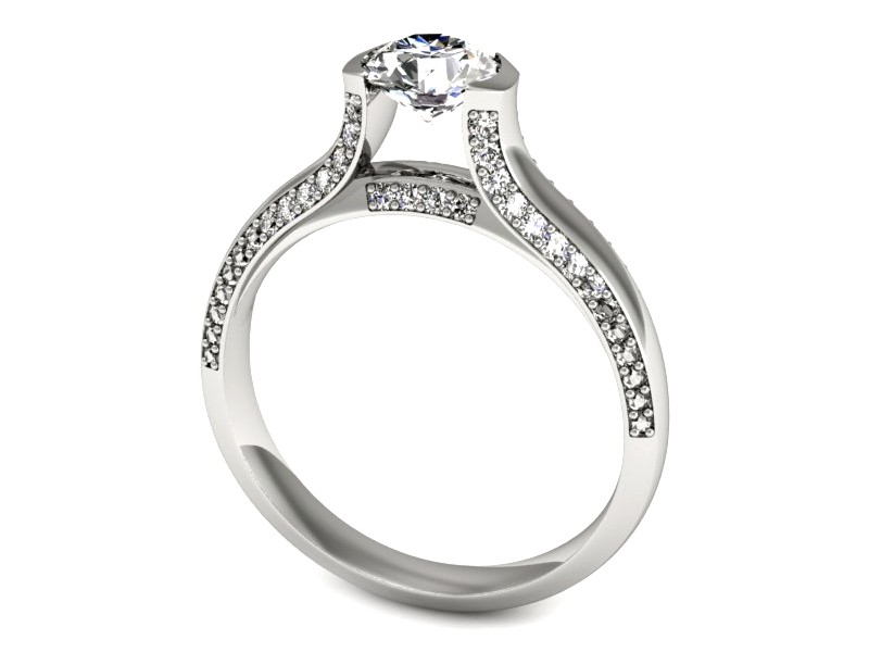 Złoty pierścionek z cyrkoniami białe złoto - P15535b — zdjęcie 3