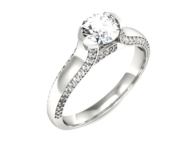 Złoty pierścionek z cyrkoniami białe złoto - P15535b