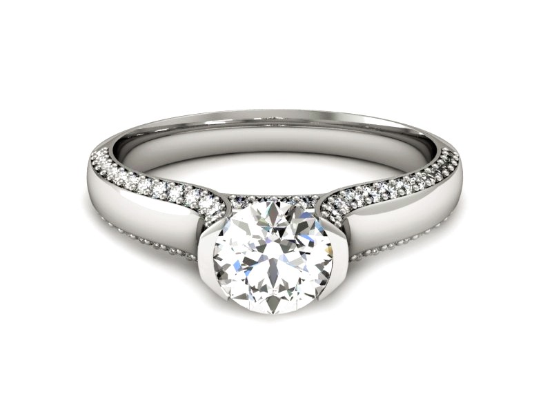 Złoty pierścionek z cyrkoniami białe złoto - P15535b — zdjęcie 2