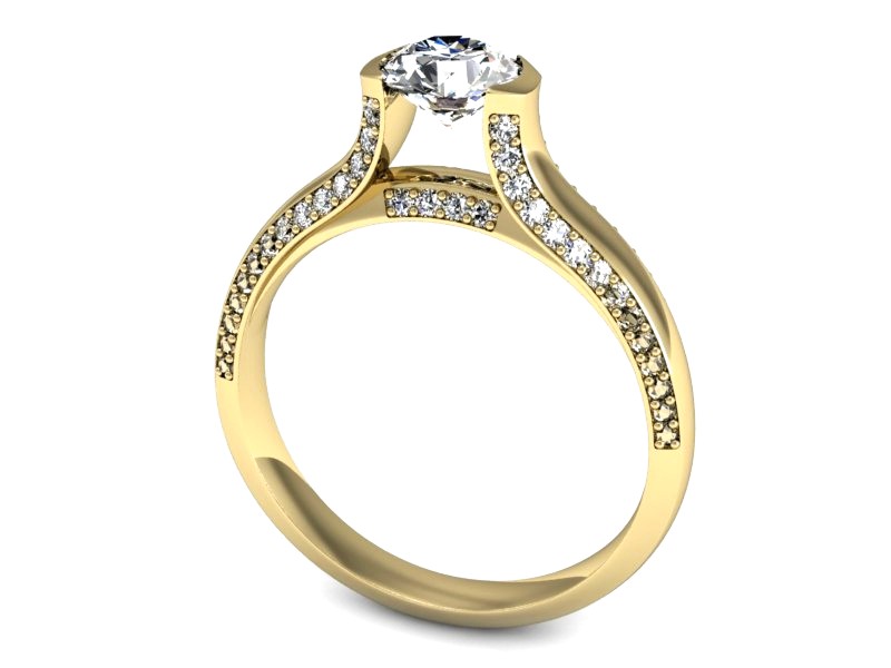 Złoty pierścionek z cyrkoniami żółte złoto - P15535z — zdjęcie 3