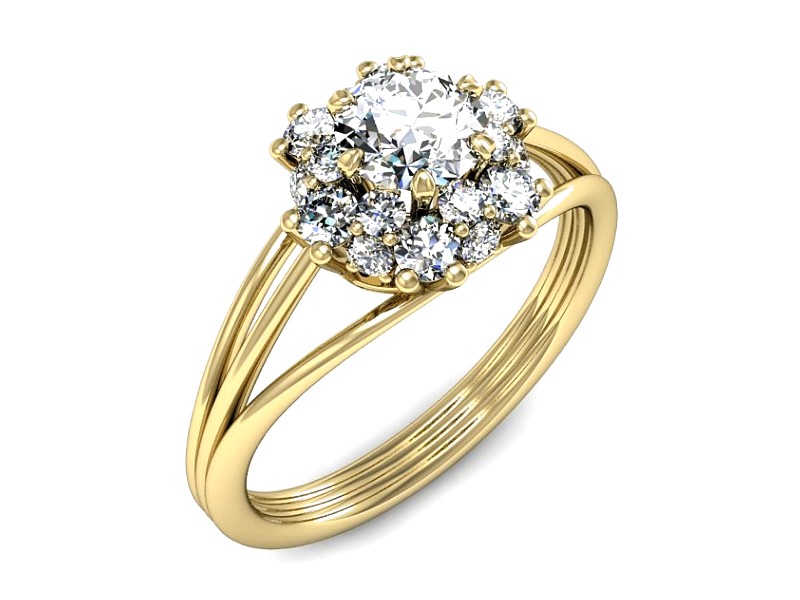 Złoty pierścionek z cyrkoniami żółte złoto - P15541z