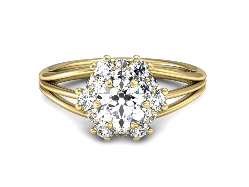 Złoty pierścionek z cyrkoniami żółte złoto - P15541z — zdjęcie 2