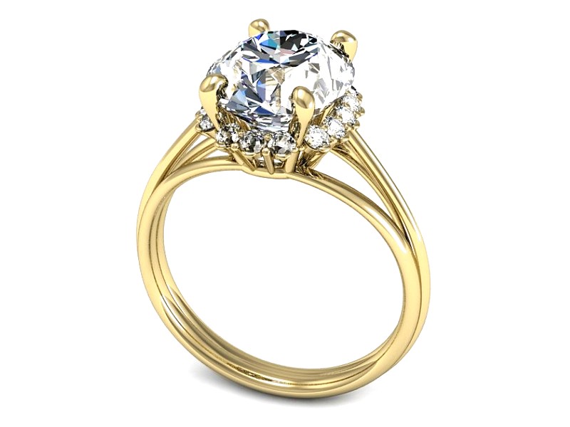 Złoty pierścionek z cyrkoniami żółte złoto - P15544z — zdjęcie 3