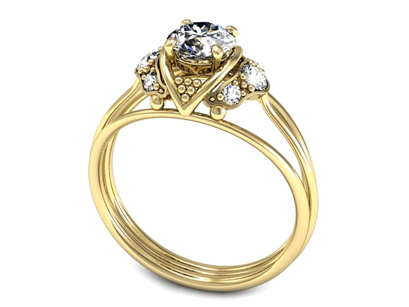 Złoty pierścionek z cyrkoniami żółte złoto - P15545z — zdjęcie 3