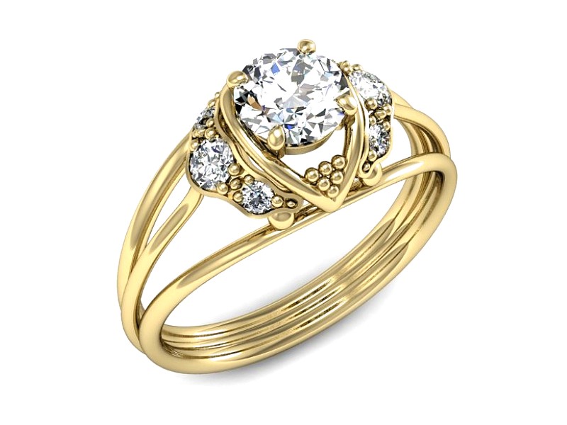 Złoty pierścionek z cyrkoniami żółte złoto - P15545z