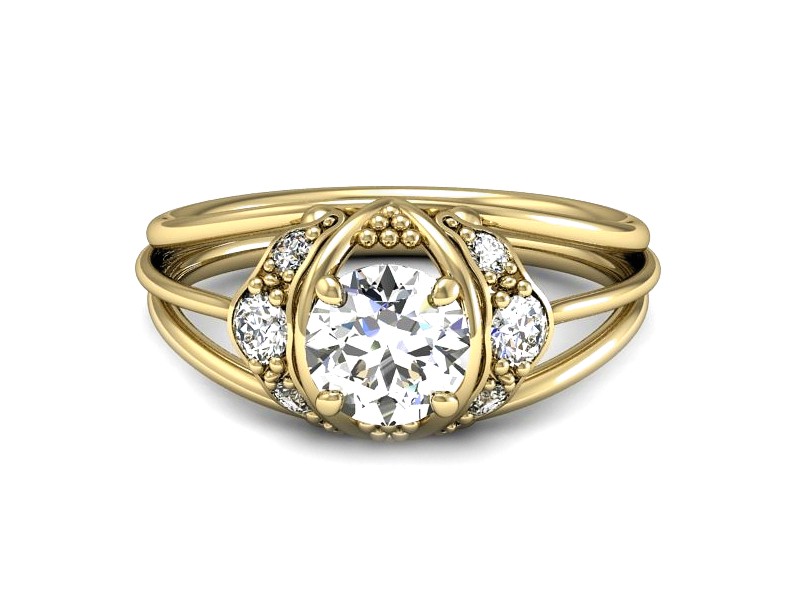 Złoty pierścionek z cyrkoniami żółte złoto - P15545z — zdjęcie 2