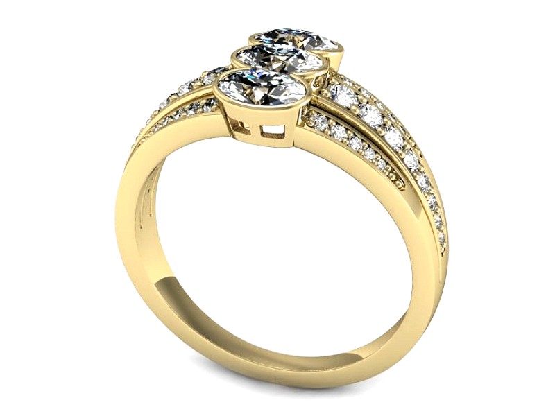 Złoty pierścionek z cyrkoniami żółte złoto - P15547z — zdjęcie 3