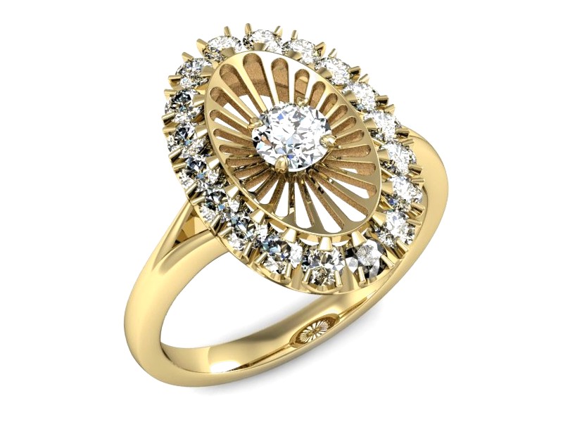 Złoty pierścionek z cyrkoniami żółte złoto - P15548z