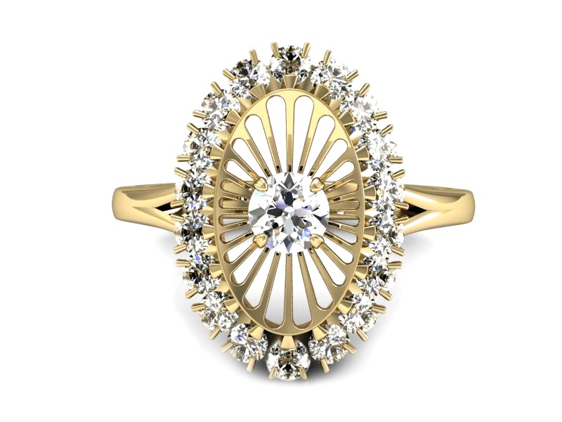 Złoty pierścionek z cyrkoniami żółte złoto - P15548z — zdjęcie 2