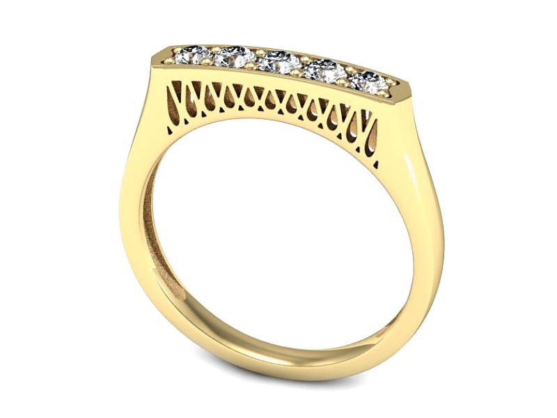 Złoty pierścionek z cyrkoniami żółte złoto - P15550z — zdjęcie 3