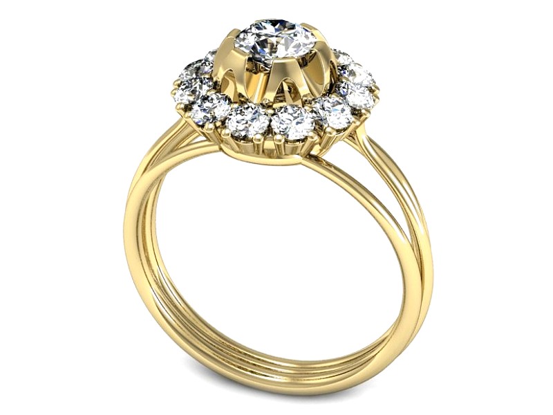 Złoty pierścionek z cyrkoniami żółte złoto - P15551z — zdjęcie 3