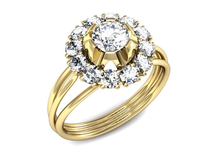 Złoty pierścionek z cyrkoniami żółte złoto - P15551z