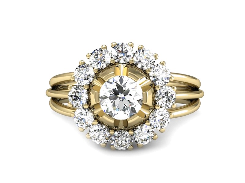 Złoty pierścionek z cyrkoniami żółte złoto - P15551z — zdjęcie 2