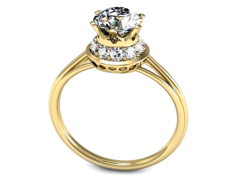 Złoty pierścionek z cyrkoniami żółte złoto - P15557z — zdjęcie 3